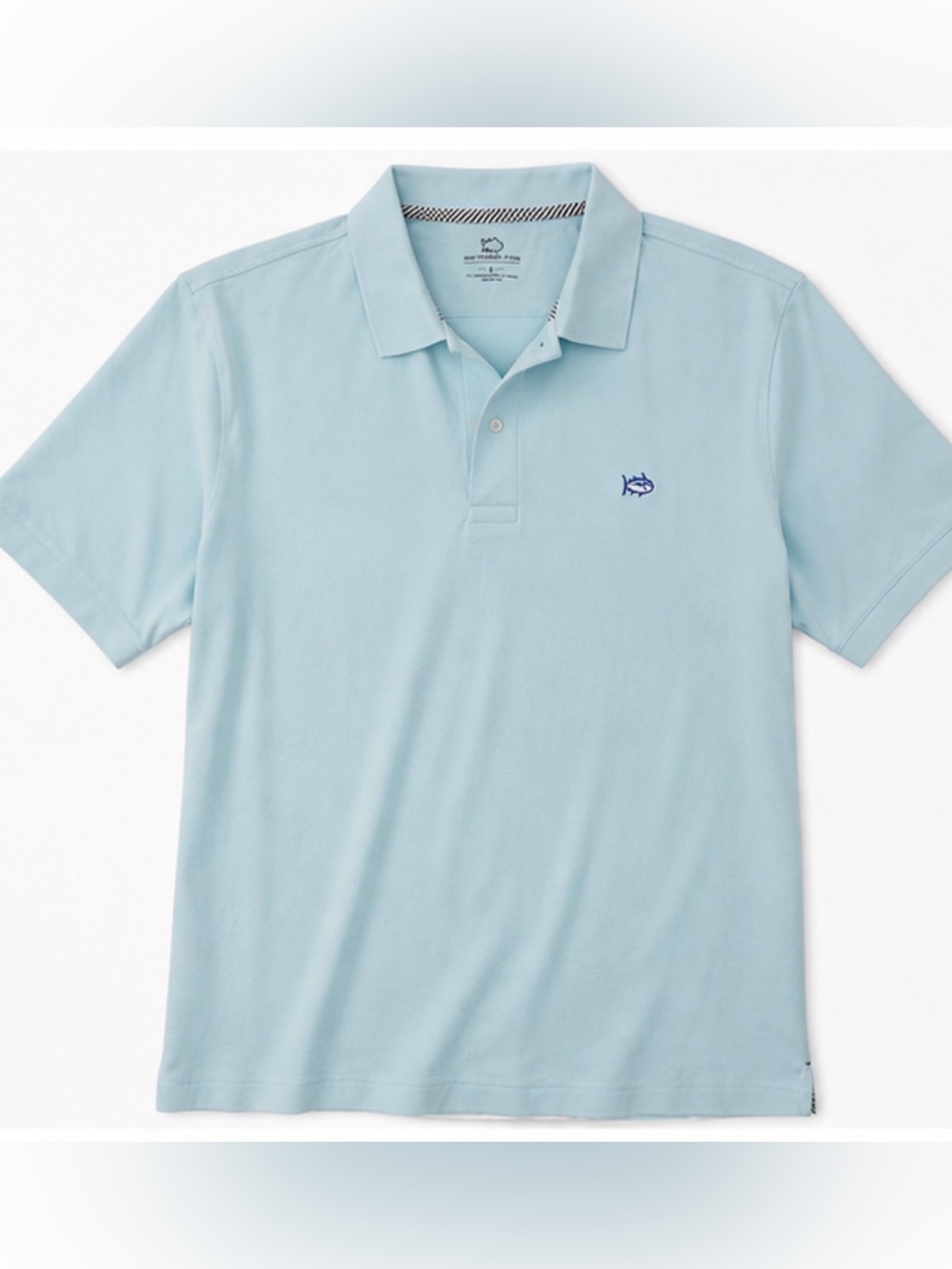 Southern Tide Light Blue Polo with Embroidered Fish Logo